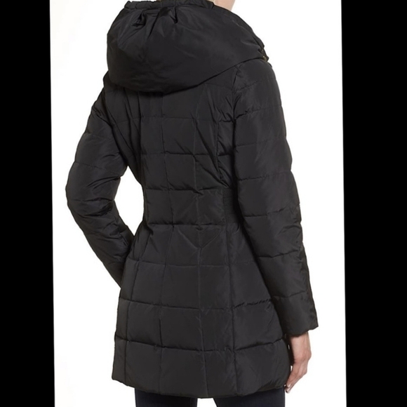 Cole Haan Black Signature Hooded Taffeta Down Coat - Size L - Picture 2 of 16